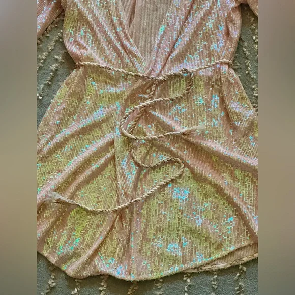 Free People Disco Daydream Sequin Kimono Dress Small | Boho Glam - Picture 8 of 15